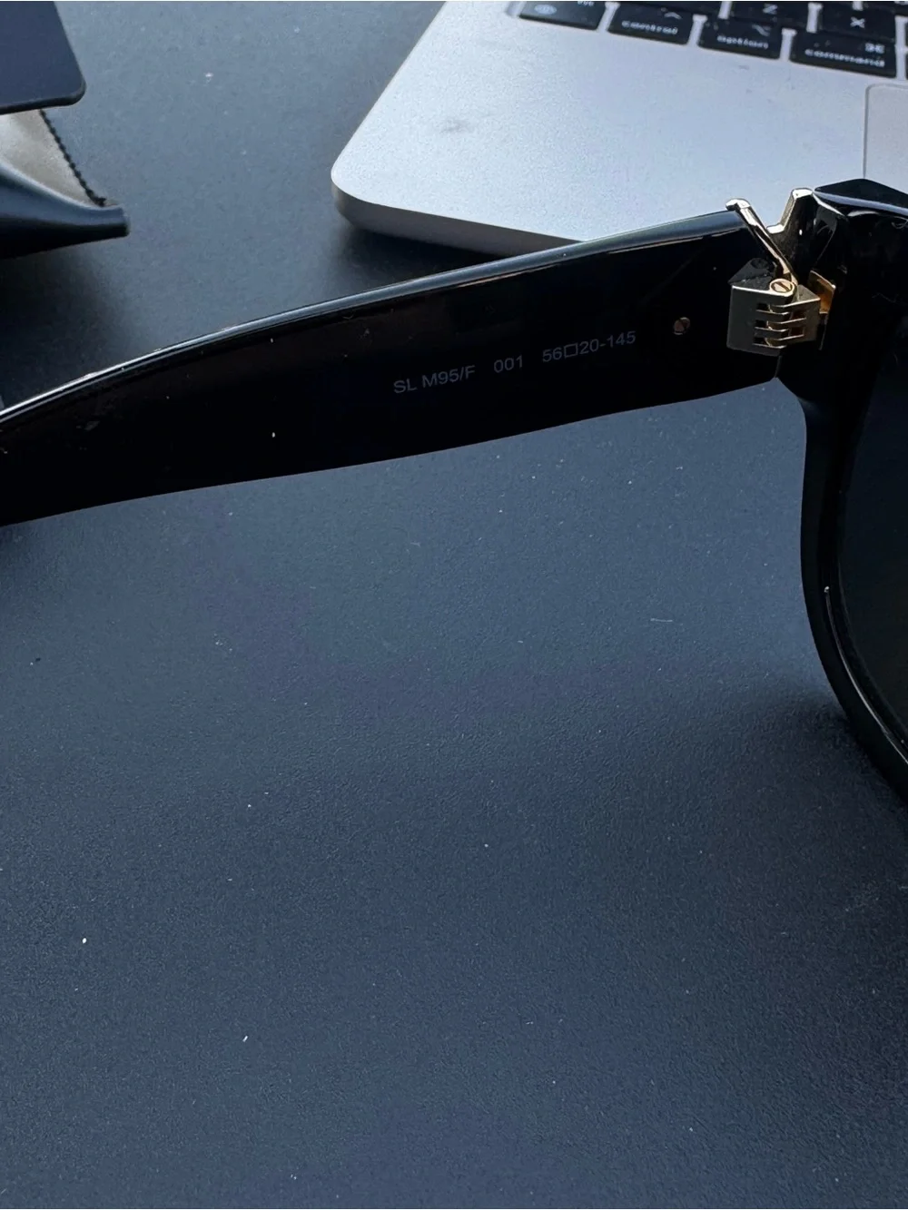 Saint Laurent Oversized Black Square Sunglasses with Gold YSL Accent